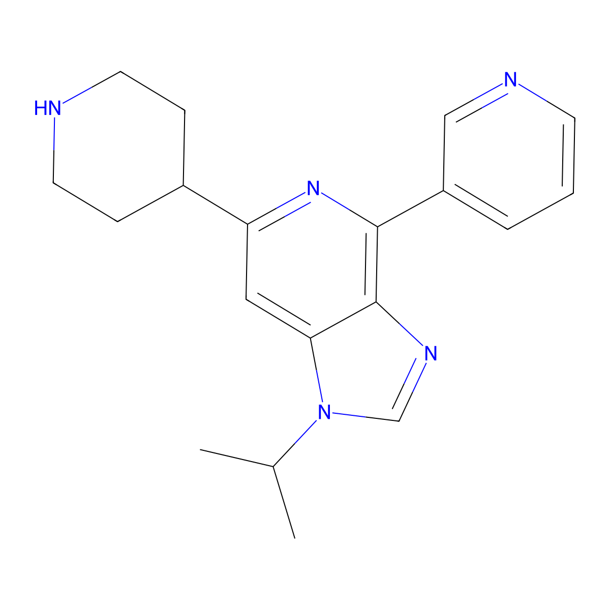 1-Isopropyl-6-(piperidin-4-yl)-4-(pyridin-3-yl)-1H-imidazo[4,5-c]pyridine molecular structure, CAS 1422069-07-5