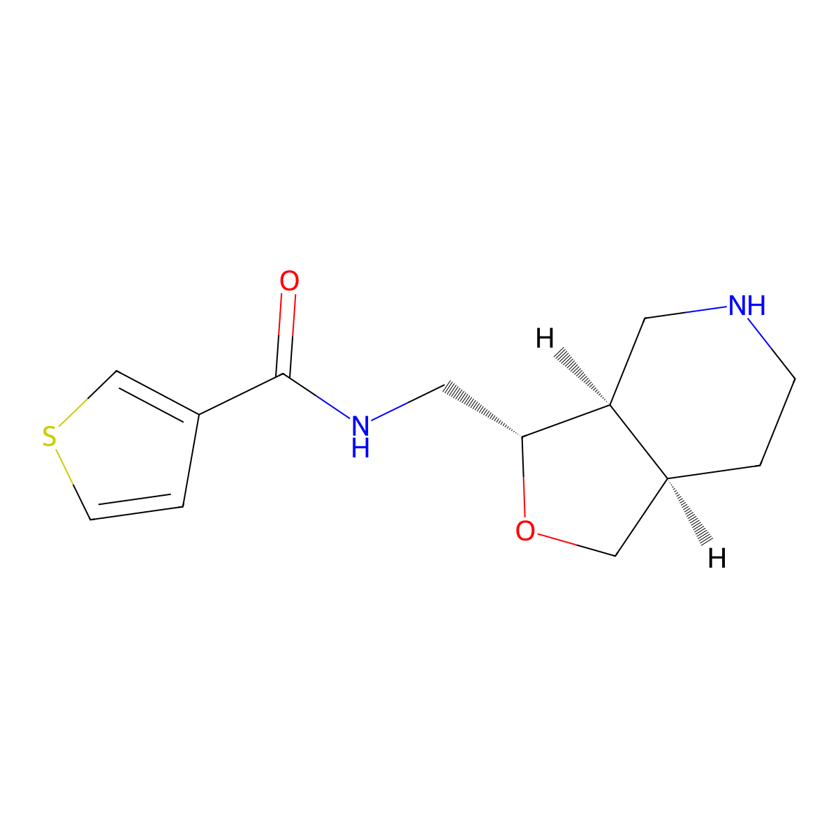 N-(((3S,3aR,7aR)-octahydrofuro[3,4-c]pyridin-3-yl)methyl)thiophene-3-carboxamide molecular structure, CAS 1422069-09-7