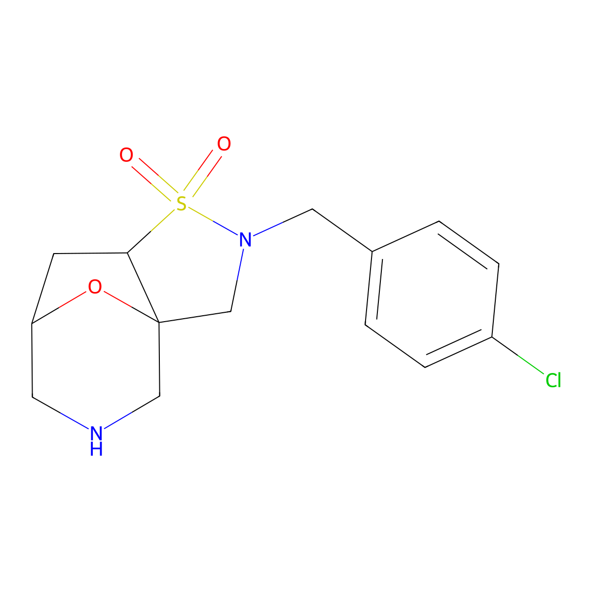 Rel-(3As,7R,8As)-2-(4-Chlorobenzyl)Octahydro-3A,7-Epoxyisothiazolo[4,5-C]Azepine 1,1-Dioxide molecular structure, CAS 1422069-15-5