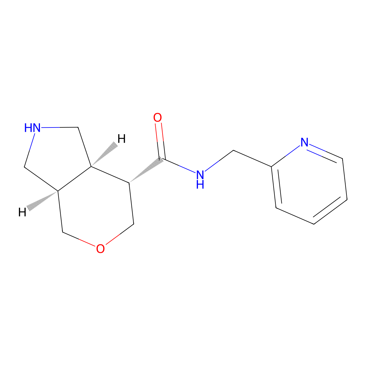 rel-(3aR,7S,7aR)-N-(pyridin-2-ylmethyl)octahydropyrano[4,3-c]pyrrole-7-carboxamide molecular structure, CAS 1422069-26-8