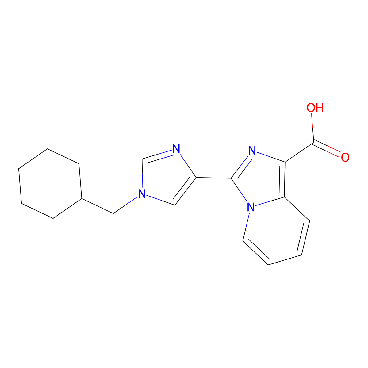 3-(1-(Cyclohexylmethyl)-1H-imidazol-4-yl)imidazo[1,5-a]pyridine-1-carboxylic acid molecular structure, CAS 1422069-28-0