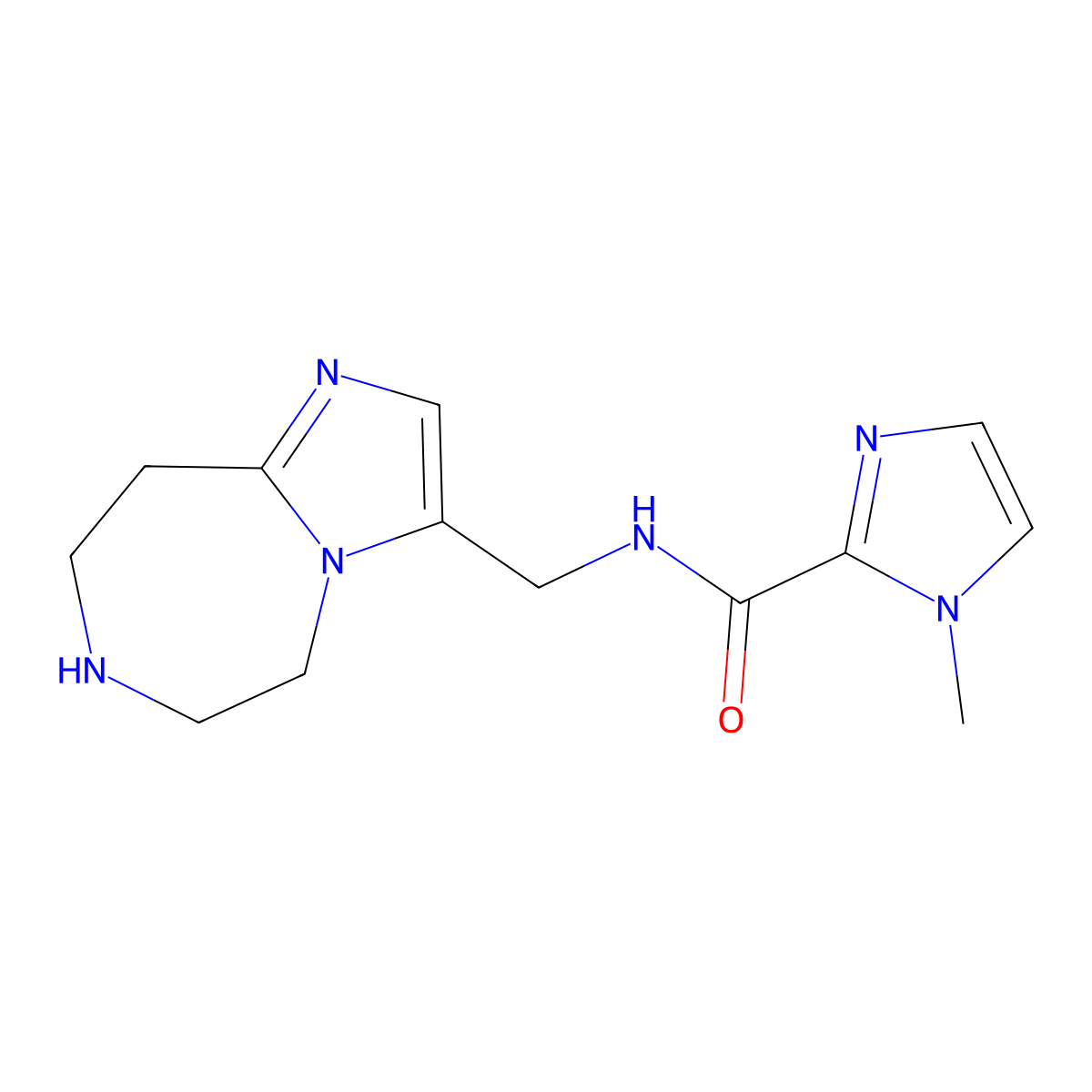 1-methyl-N-(6,7,8,9-tetrahydro-5H-imidazo[1,2-d][1,4]diazepin-3-ylmethyl)imidazole-2-carboxamide molecular structure, CAS 1422069-29-1