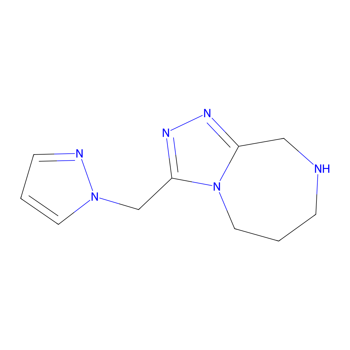 3-((1H-Pyrazol-1-Yl)Methyl)-6,7,8,9-Tetrahydro-5H-[1,2,4]Triazolo[4,3-A][1,4]Diazepine molecular structure, CAS 1422069-30-4