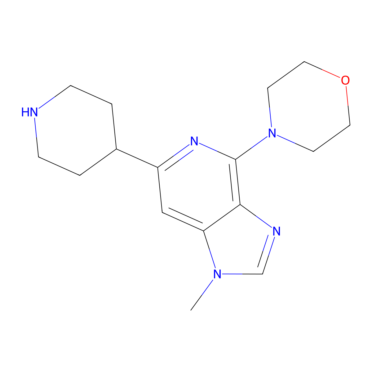 4-(1-Methyl-6-(piperidin-4-yl)-1H-imidazo[4,5-c]pyridin-4-yl)morpholine molecular structure, CAS 1422069-36-0