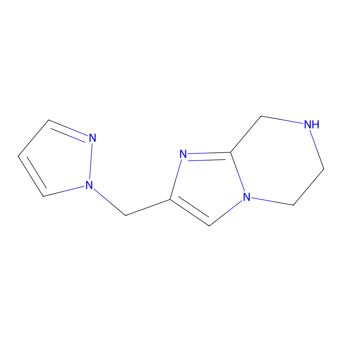 2-((1H-Pyrazol-1-yl)methyl)-5,6,7,8-tetrahydroimidazo[1,2-a]pyrazine molecular structure, CAS 1422069-37-1