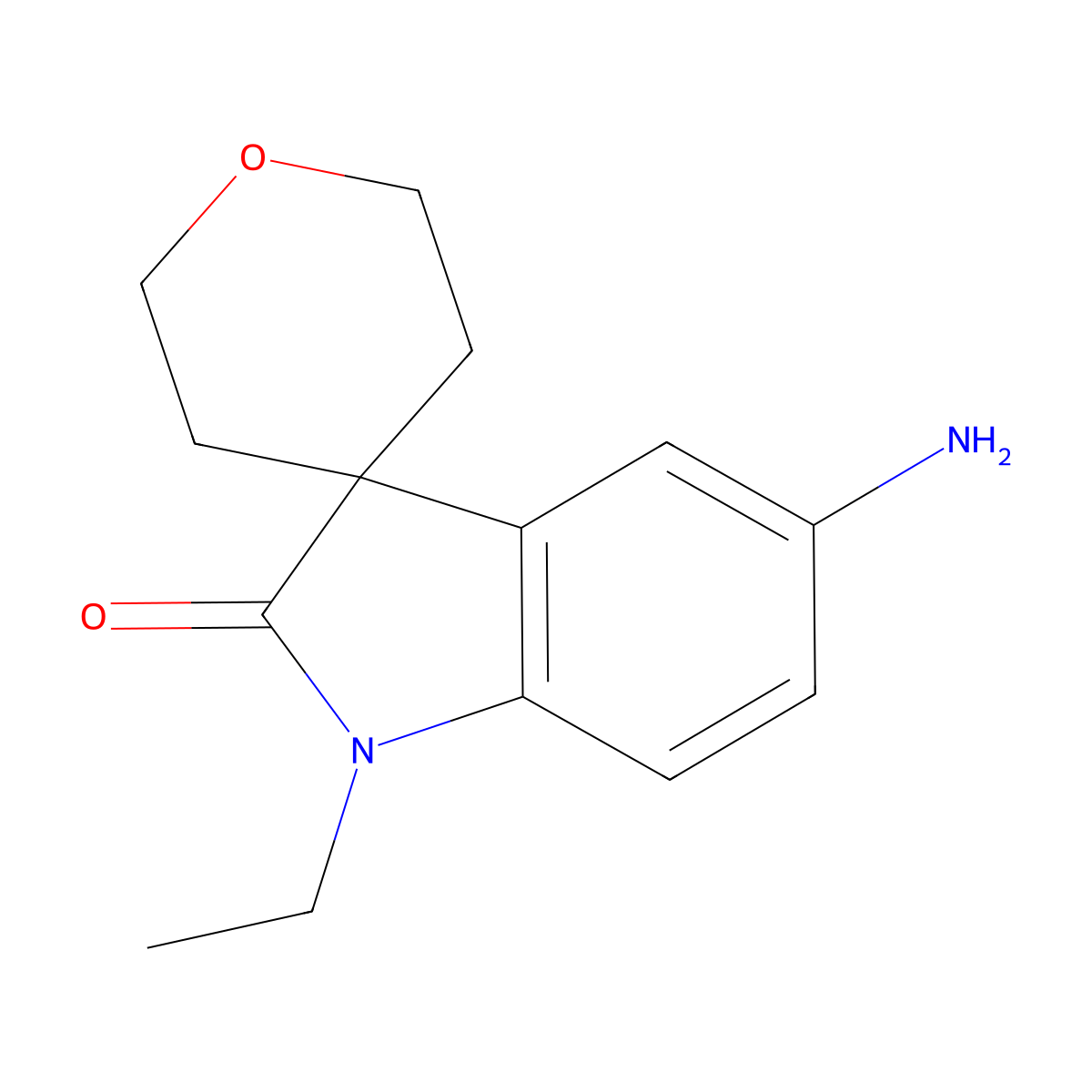 5-Amino-1-ethyl-2',3',5',6'-tetrahydrospiro[indoline-3,4'-pyran]-2-one molecular structure, CAS 1422069-45-1
