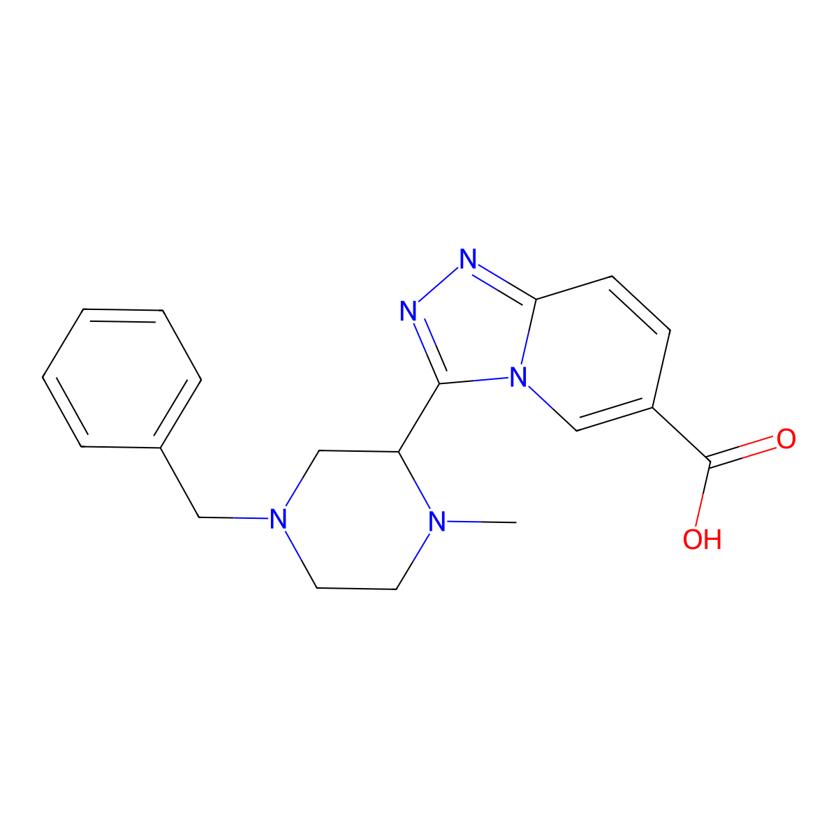 3-(4-Benzyl-1-methylpiperazin-2-yl)-[1,2,4]triazolo[4,3-a]pyridine-6-carboxylic acid molecular structure, CAS 1422069-61-1
