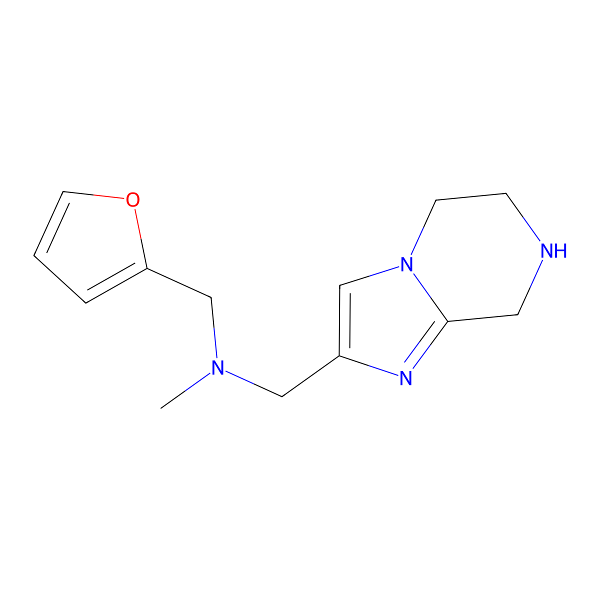 1-(Furan-2-yl)-N-methyl-N-((5,6,7,8-tetrahydroimidazo[1,2-a]pyrazin-2-yl)methyl)methanamine molecular structure, CAS 1422069-76-8
