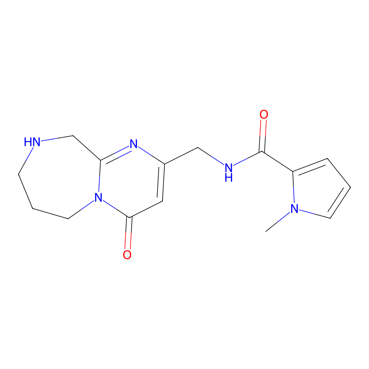 1-methyl-N-((4-oxo-4,6,7,8,9,10-hexahydropyrimido[1,2-a][1,4]diazepin-2-yl)methyl)-1H-pyrrole-2-carboxamide molecular structure, CAS 1422069-85-9