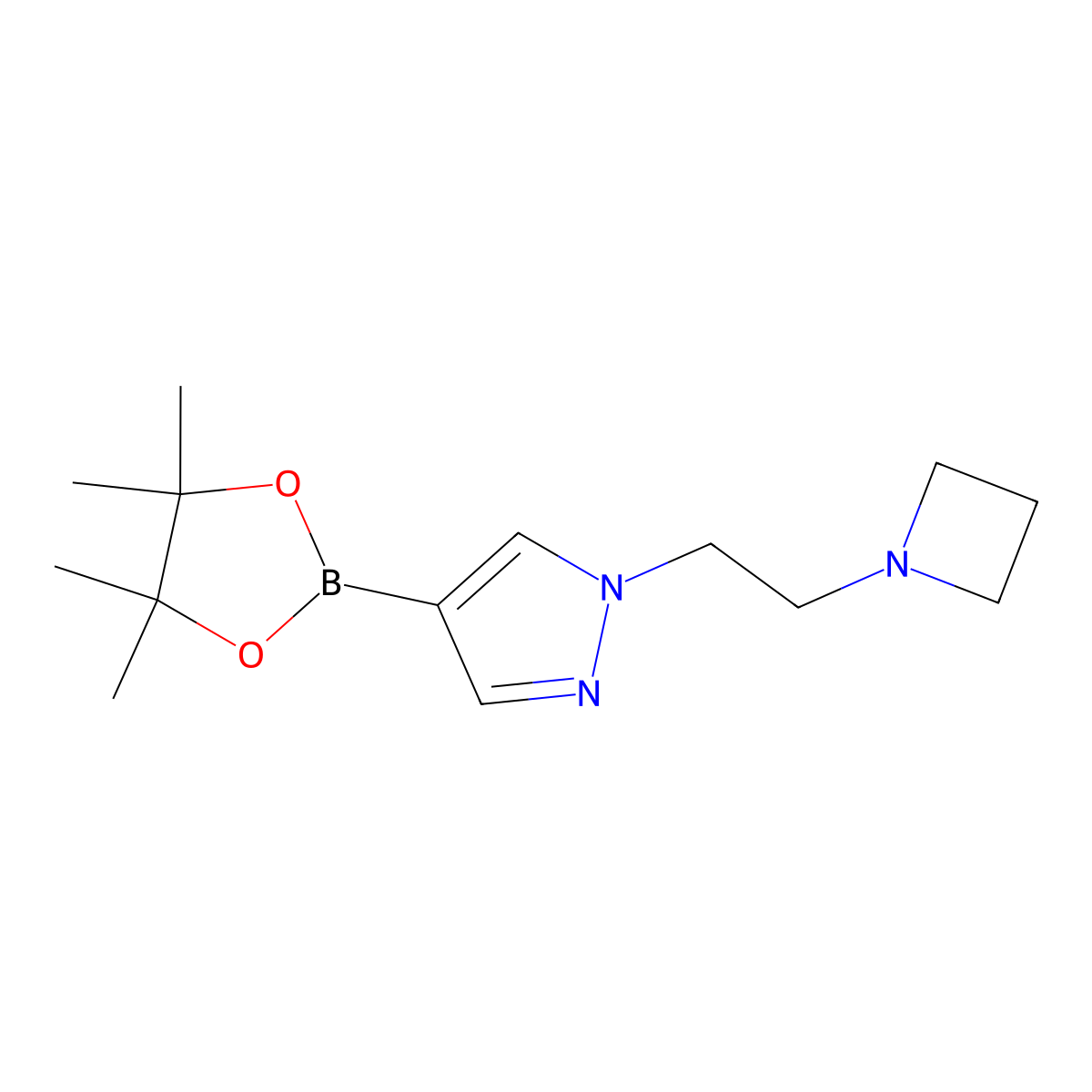 1-[2-(azetidin-1-yl)ethyl]-4-(tetramethyl-1,3,2-dioxaborolan-2-yl)-1H-pyrazole molecular structure, CAS 1422126-12-2