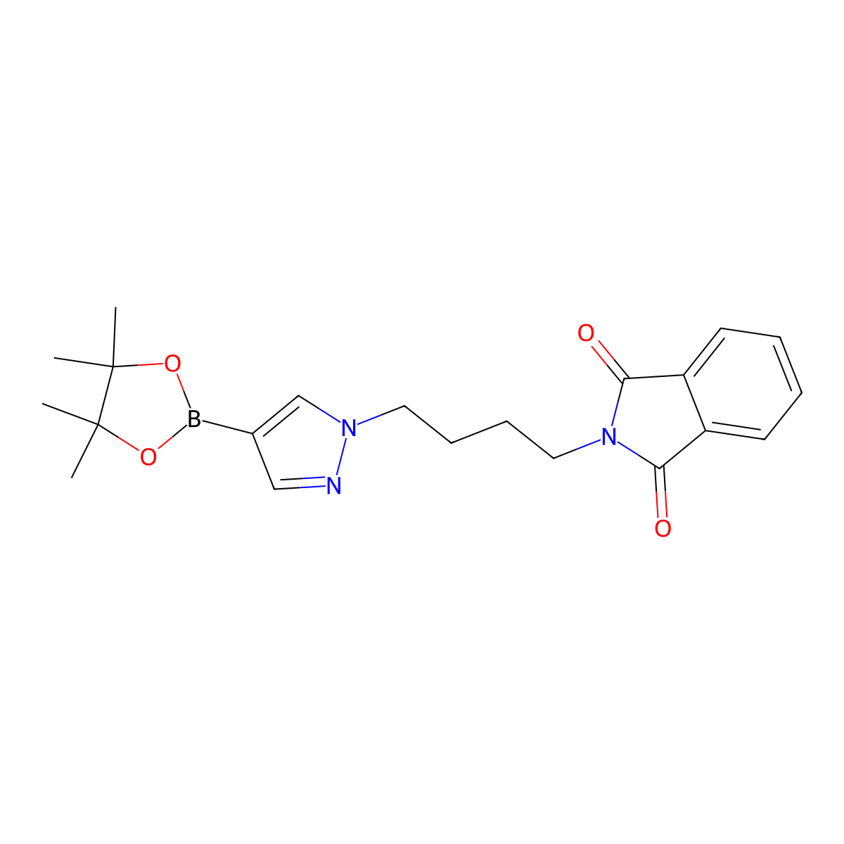 2-(4-(4-(4,4,5,5-Tetramethyl-1,3,2-dioxaborolan-2-yl)-1H-pyrazol-1-yl)butyl)isoindoline-1,3-dione molecular structure, CAS 1422126-40-6