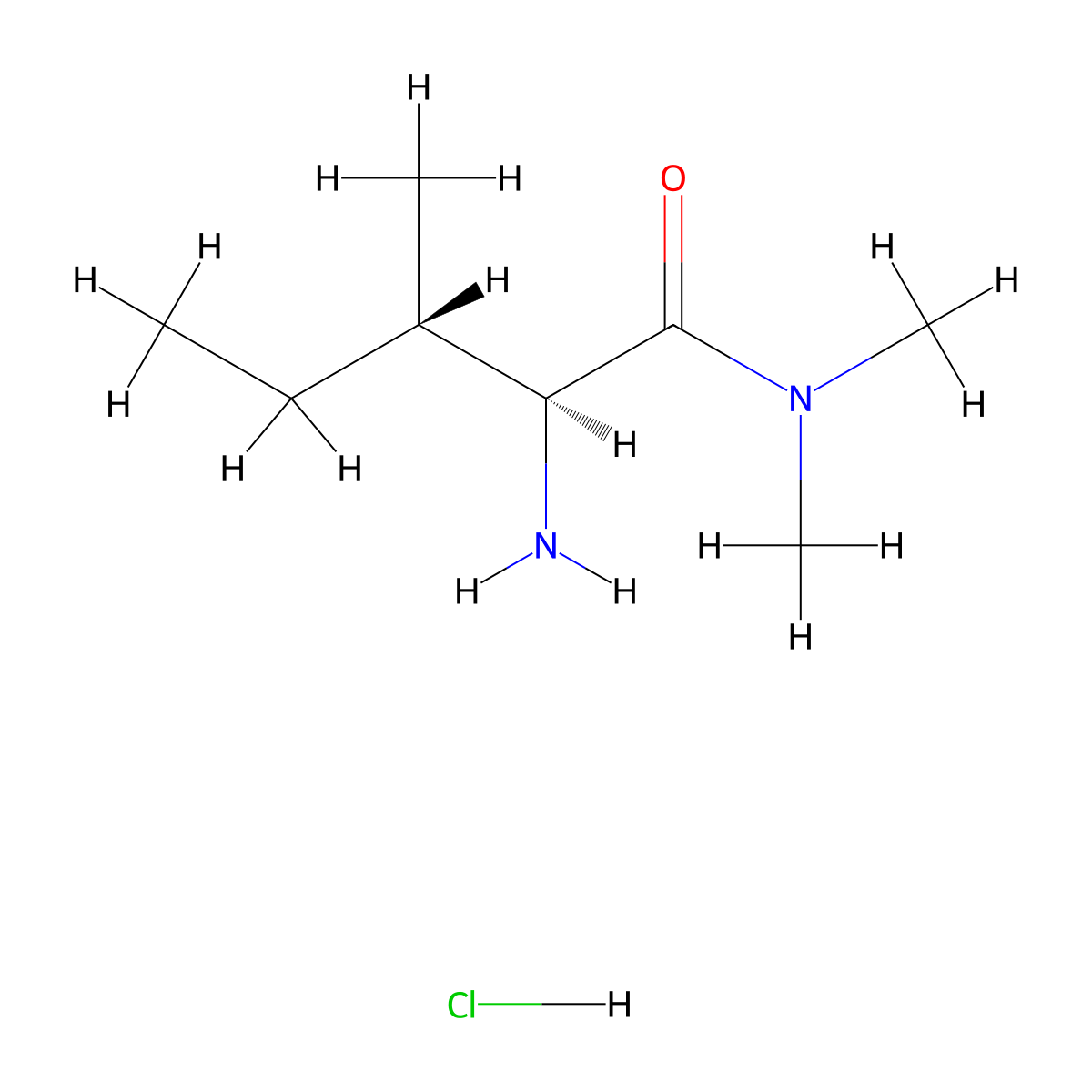 (2S,3S)-2-amino-N,N,3-trimethylpentanamide hydrochloride molecular structure, CAS 1422129-93-8