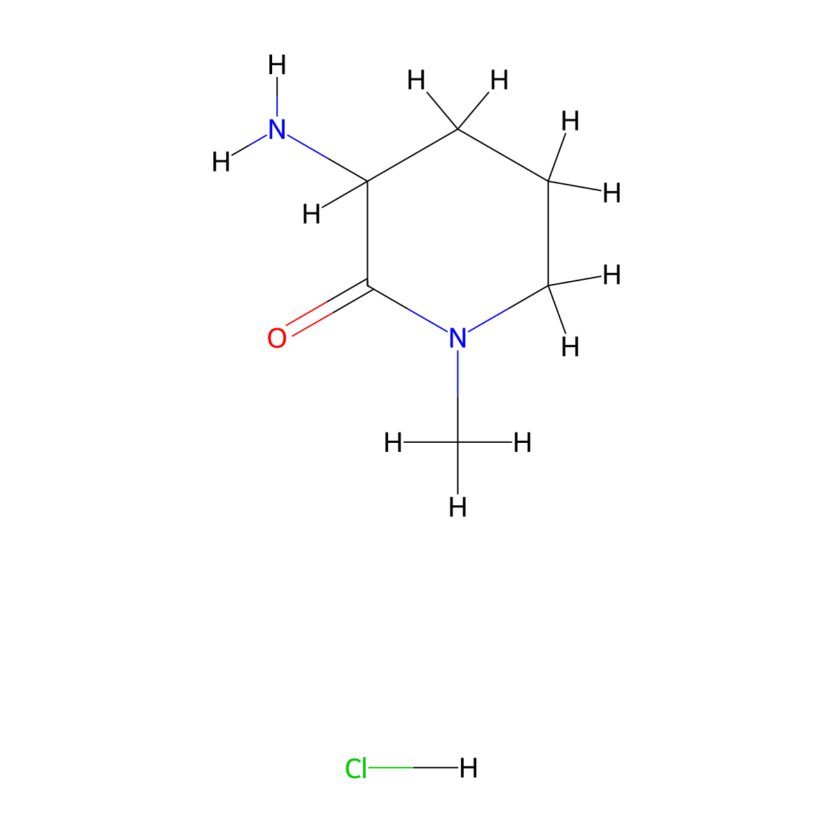3-Amino-1-methylpiperidin-2-one hydrochloride molecular structure, CAS 1422130-18-4