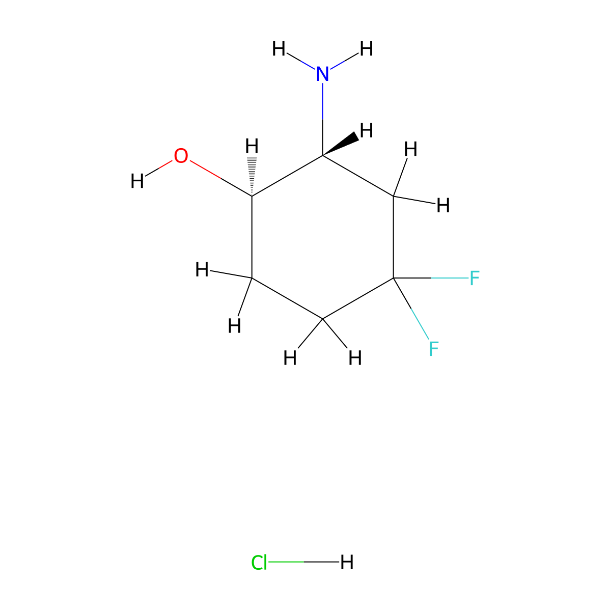 trans-2-Amino-4,4-difluoro-cyclohexanol;hydrochloride molecular structure, CAS 1422130-46-8