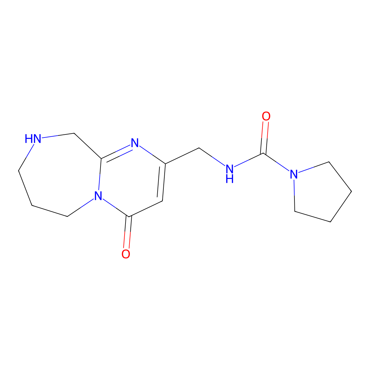 N-[(4-oxo-7,8,9,10-tetrahydro-6H-pyrimido[1,2-a][1,4]diazepin-2-yl)methyl]pyrrolidine-1-carboxamide molecular structure, CAS 1422132-88-4