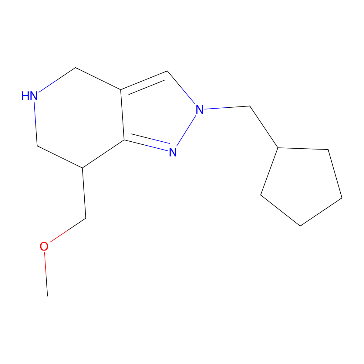 2-(Cyclopentylmethyl)-7-(methoxymethyl)-4,5,6,7-tetrahydro-2H-pyrazolo[4,3-c]pyridine molecular structure, CAS 1422132-94-2