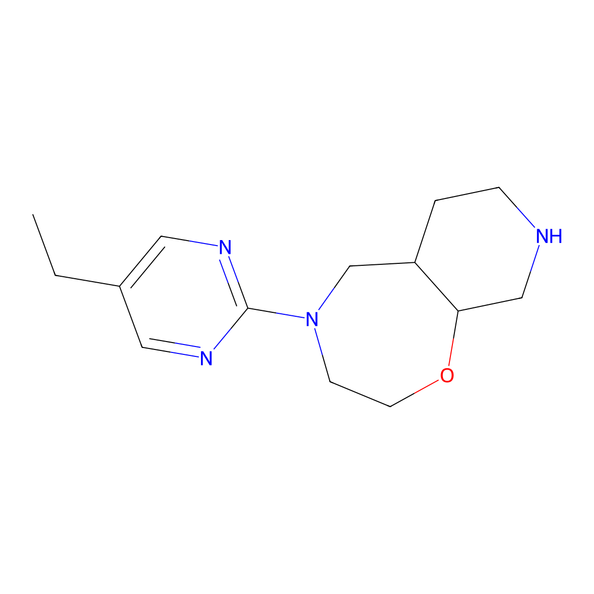rel-(5aR,9aS)-4-(5-ethylpyrimidin-2-yl)decahydropyrido[4,3-f][1,4]oxazepine molecular structure, CAS 1422133-07-0