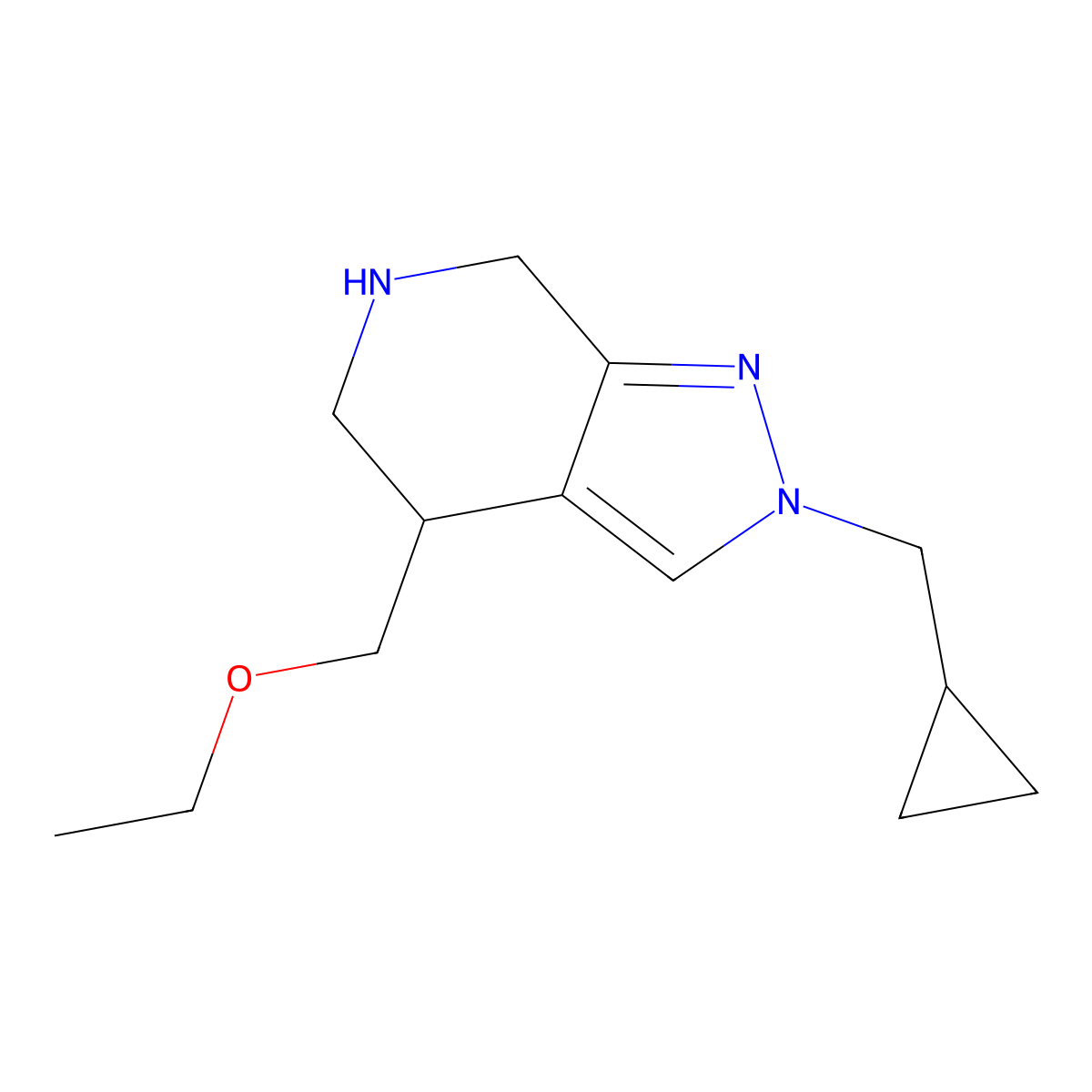 2-(Cyclopropylmethyl)-4-(ethoxymethyl)-4,5,6,7-tetrahydro-2H-pyrazolo[3,4-c]pyridine molecular structure, CAS 1422133-10-5