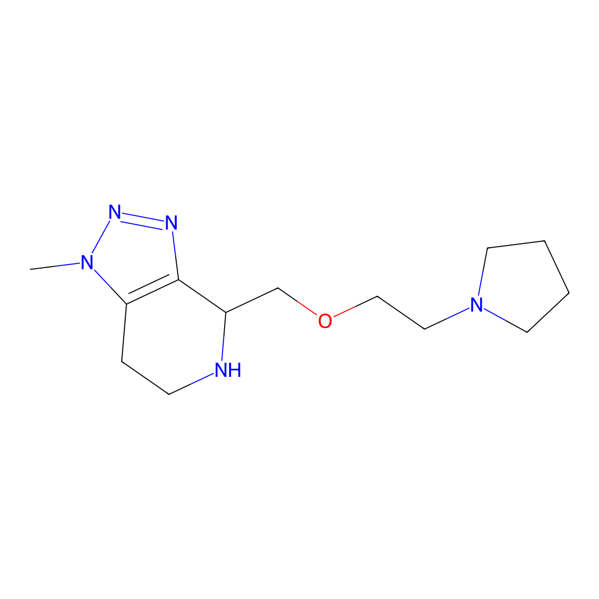 1-Methyl-4-((2-(pyrrolidin-1-yl)ethoxy)methyl)-4,5,6,7-tetrahydro-1H-[1,2,3]triazolo[4,5-c]pyridine molecular structure, CAS 1422133-17-2