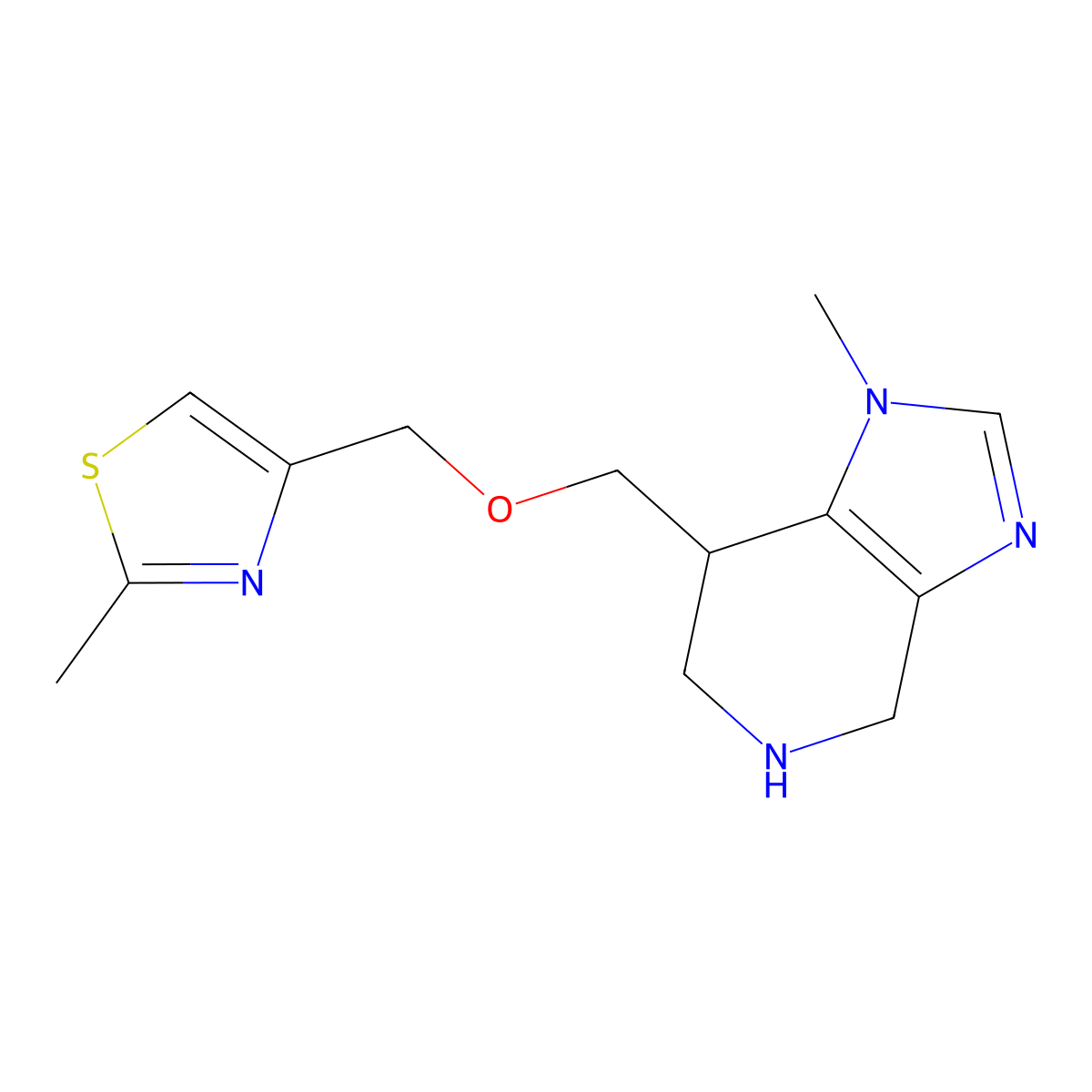 2-methyl-4-(((1-methyl-4,5,6,7-tetrahydro-1H-imidazo[4,5-c]pyridin-7-yl)methoxy)methyl)thiazole molecular structure, CAS 1422133-33-2