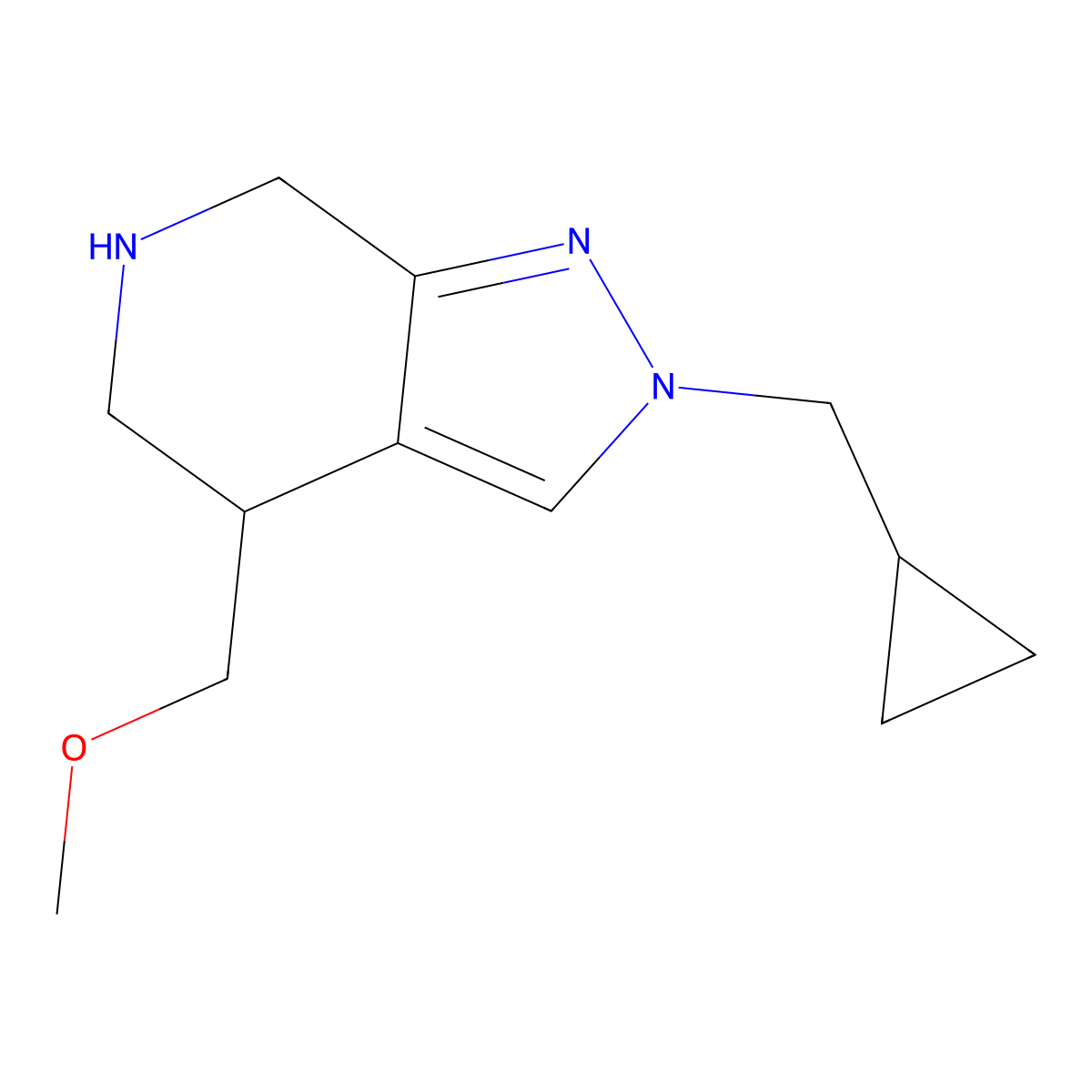 2-(Cyclopropylmethyl)-4-(methoxymethyl)-4,5,6,7-tetrahydro-2H-pyrazolo[3,4-c]pyridine molecular structure, CAS 1422133-38-7
