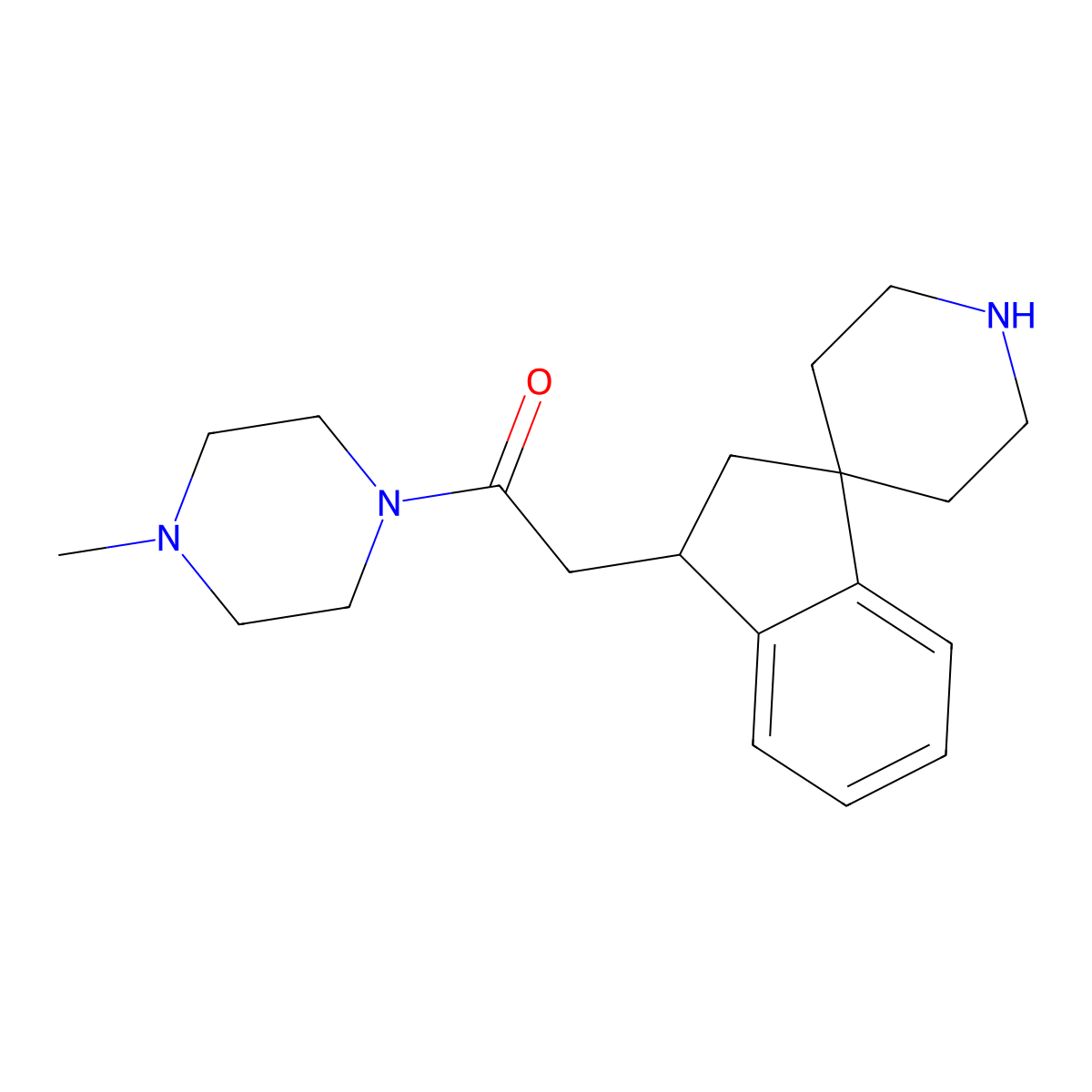 2-(2,3-Dihydrospiro[indene-1,4'-piperidin]-3-yl)-1-(4-methylpiperazin-1-yl)ethanone molecular structure, CAS 1422133-41-2
