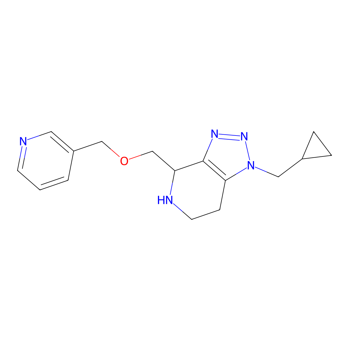 1-(Cyclopropylmethyl)-4-((pyridin-3-ylmethoxy)methyl)-4,5,6,7-tetrahydro-1H-[1,2,3]triazolo[4,5-c]pyridine molecular structure, CAS 1422133-53-6
