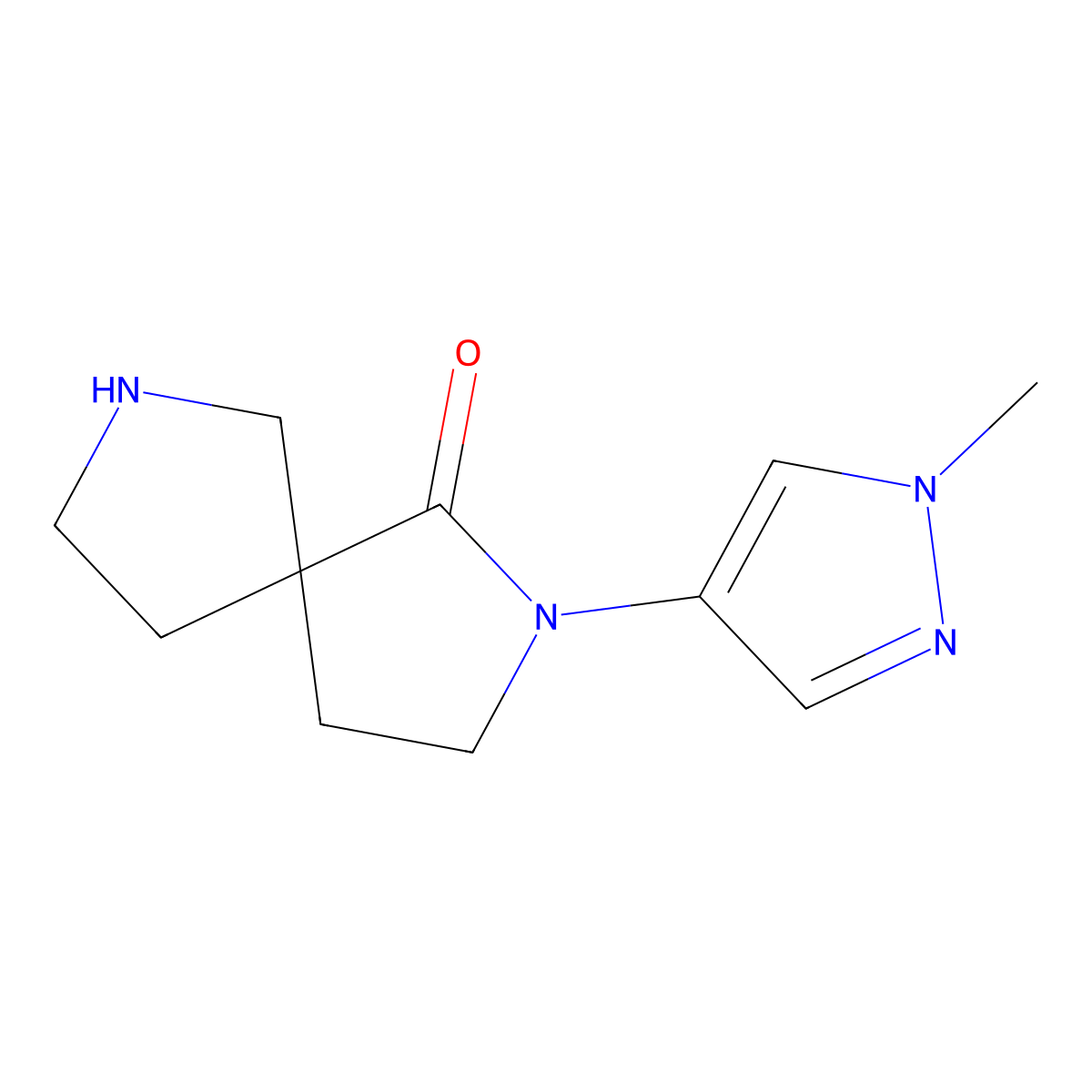 2-(1-Methyl-1H-pyrazol-4-yl)-2,7-diazaspiro[4.4]nonan-1-one molecular structure, CAS 1422133-55-8