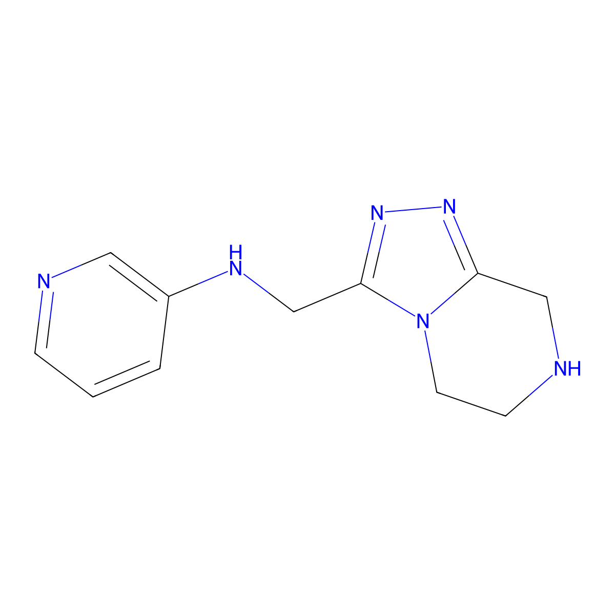 N-((5,6,7,8-Tetrahydro-[1,2,4]triazolo[4,3-a]pyrazin-3-yl)methyl)pyridin-3-amine molecular structure, CAS 1422133-58-1