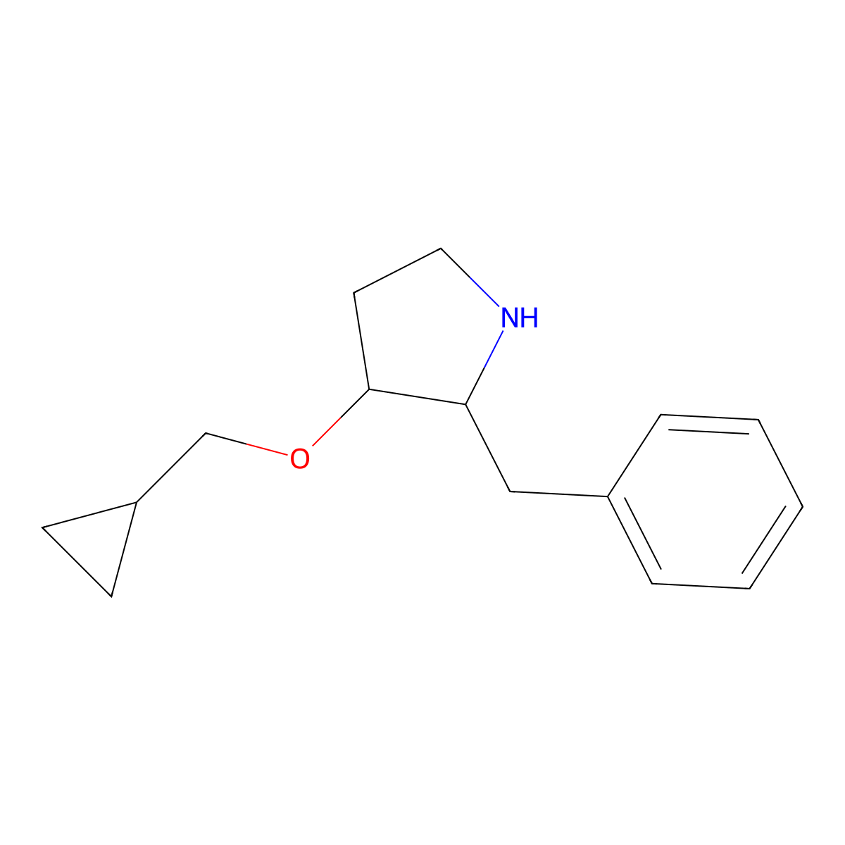 (2S,3R)-2-Benzyl-3-(cyclopropylmethoxy)pyrrolidine molecular structure, CAS 1422133-60-5