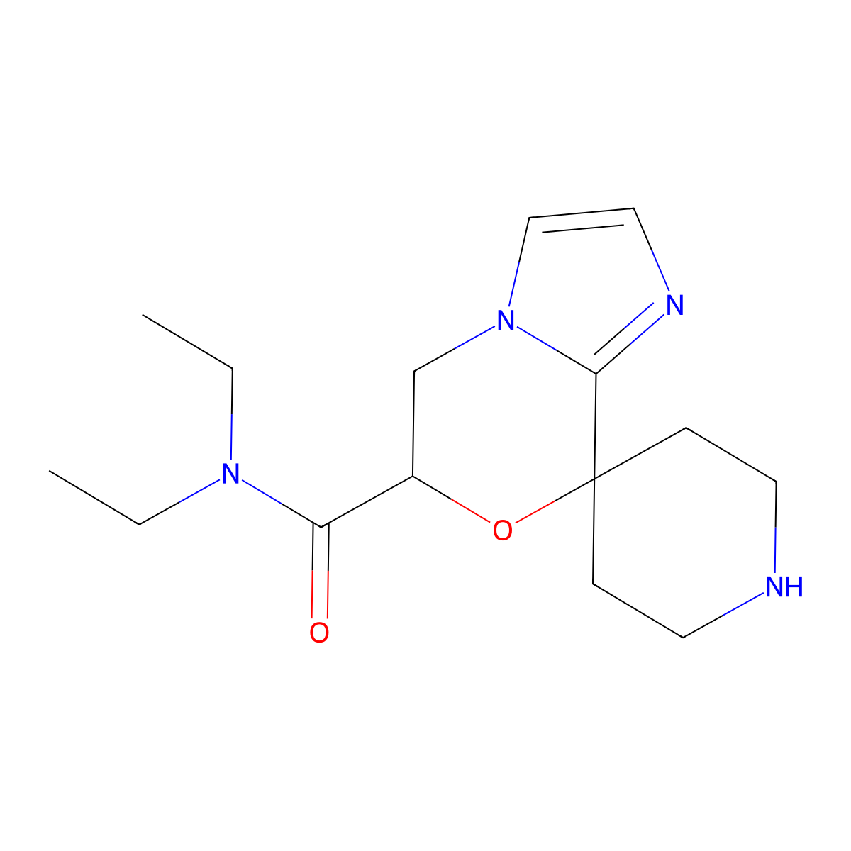 N,N-Diethyl-5,6-dihydrospiro[imidazo[2,1-c][1,4]oxazine-8,4'-piperidine]-6-carboxamide molecular structure, CAS 1422133-76-3
