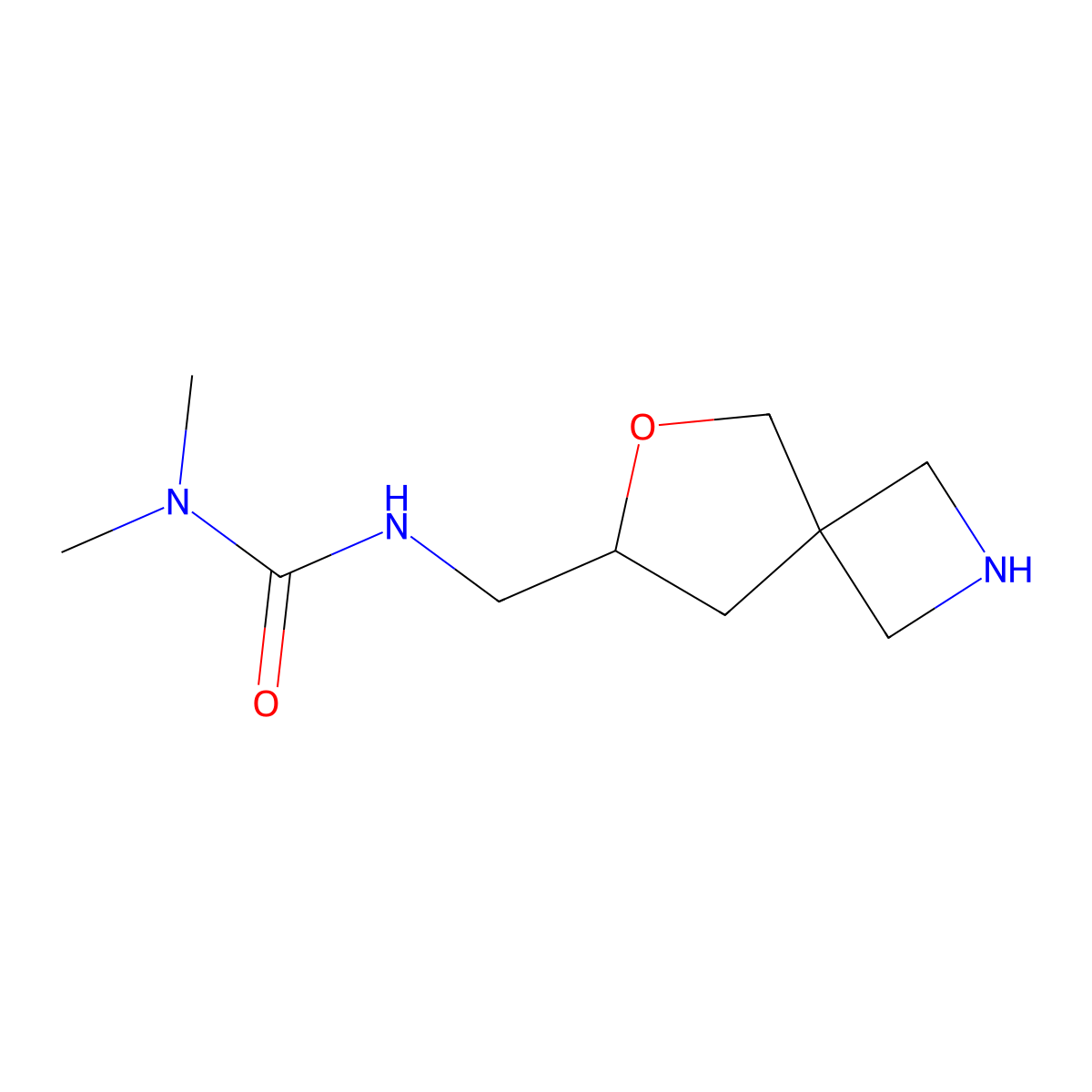 3-(6-Oxa-2-azaspiro[3.4]octan-7-ylmethyl)-1,1-dimethylurea molecular structure, CAS 1422133-77-4
