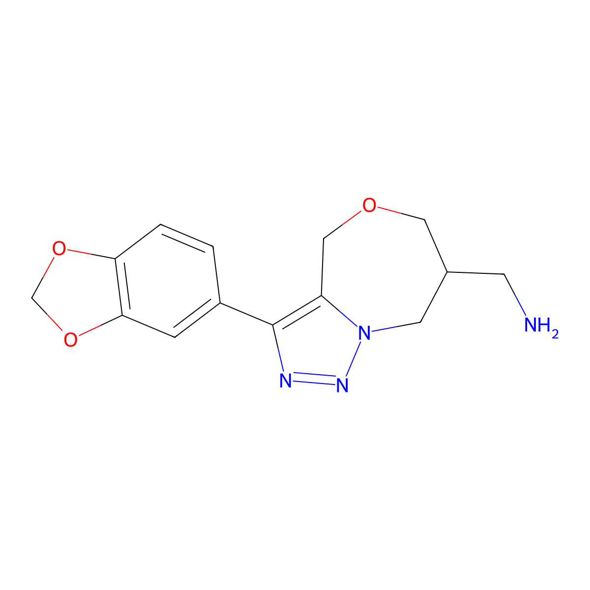 (3-(Benzo[d][1,3]dioxol-5-yl)-4,6,7,8-tetrahydro-[1,2,3]triazolo[5,1-c][1,4]oxazepin-7-yl)methanamine molecular structure, CAS 1422133-79-6