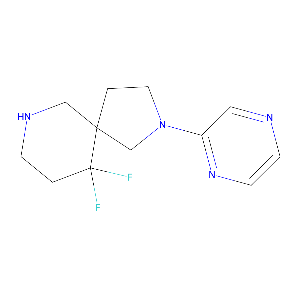 10,10-Difluoro-2-(pyrazin-2-yl)-2,7-diazaspiro[4.5]decane molecular structure, CAS 1422133-82-1