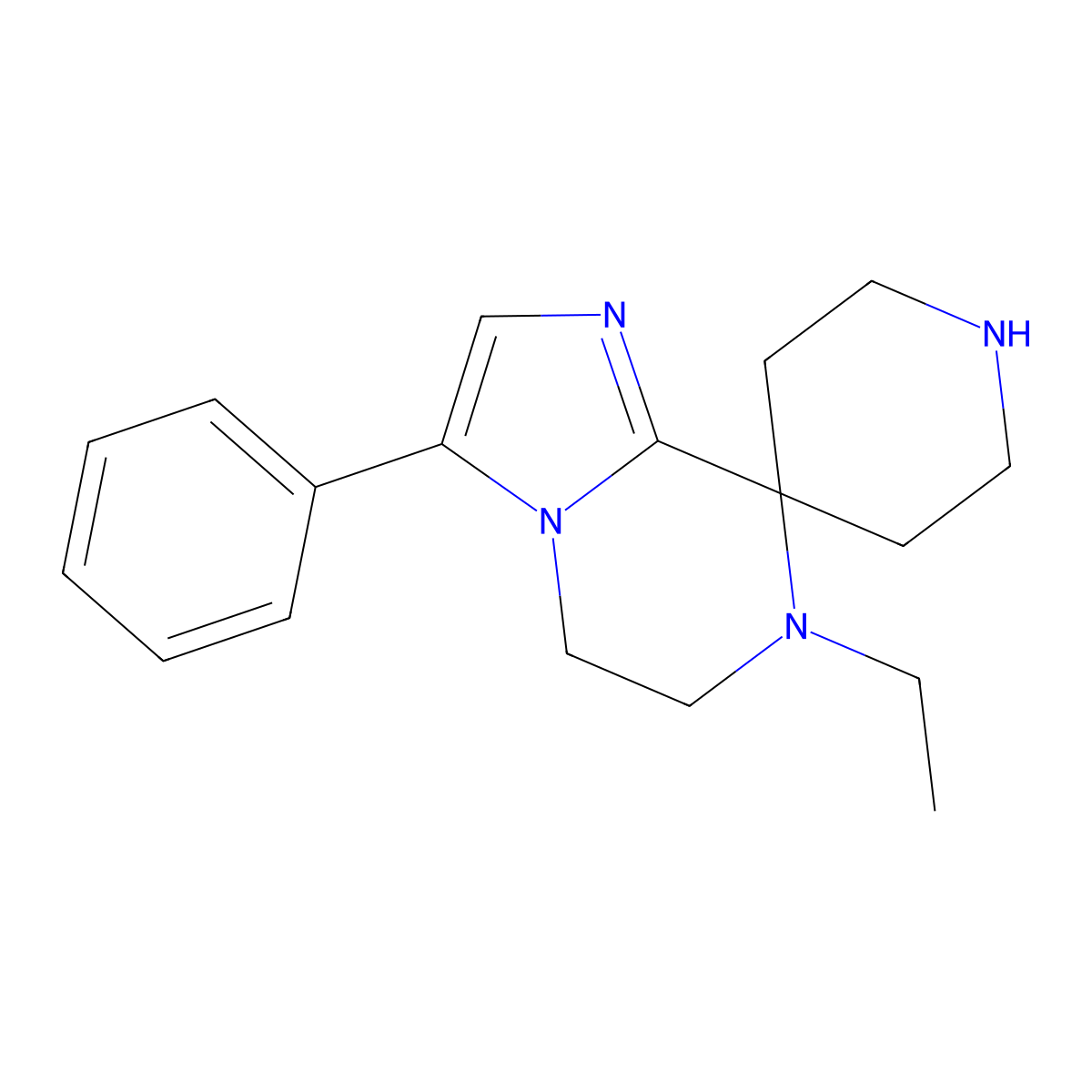 7-Ethyl-3-phenyl-6,7-dihydro-5H-spiro[imidazo[1,2-a]pyrazine-8,4'-piperidine] molecular structure, CAS 1422133-83-2