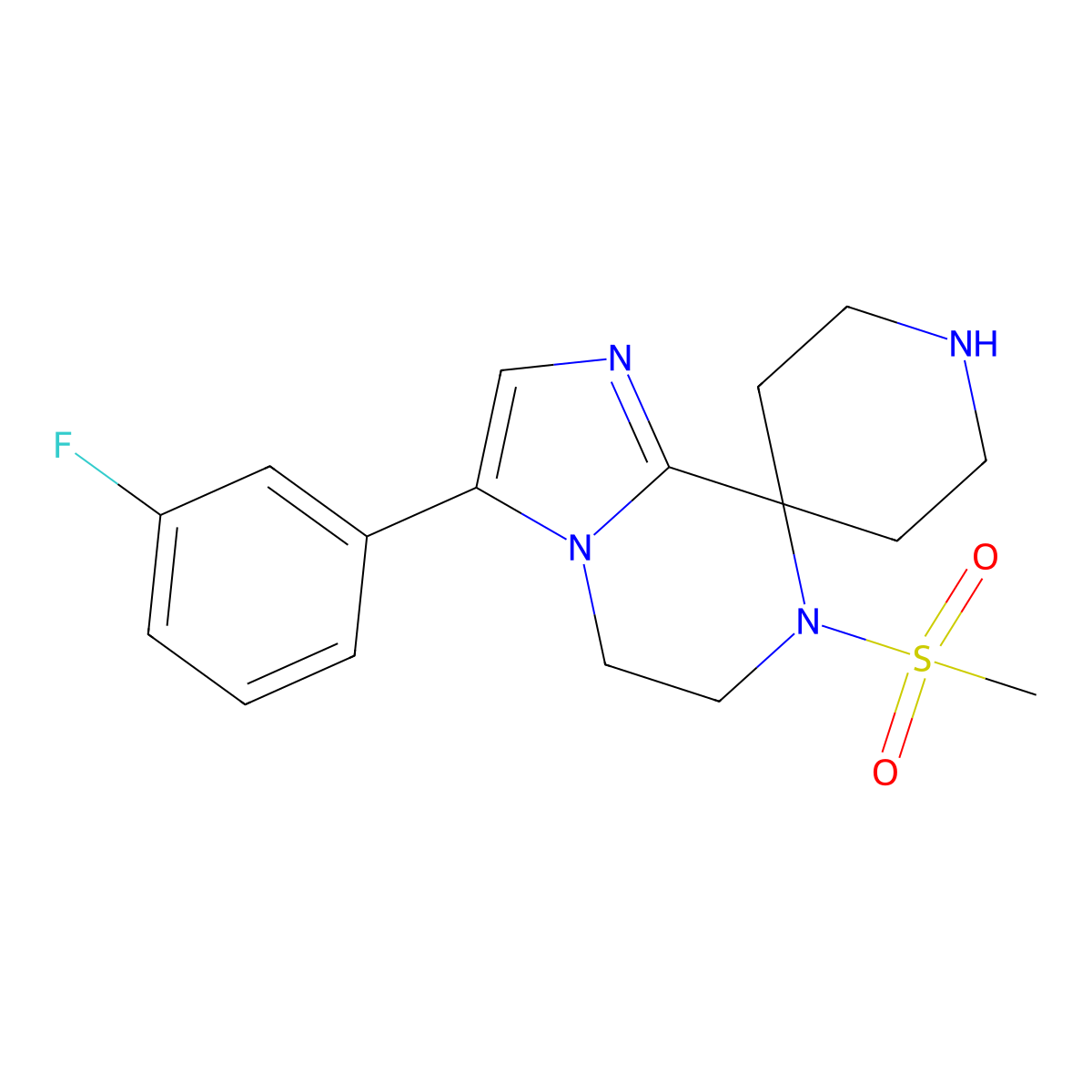 3-(3-Fluorophenyl)-7-(Methylsulfonyl)-6,7-Dihydro-5H-Spiro[Imidazo[1,2-A]Pyrazine-8,4'-Piperidine] molecular structure, CAS 1422133-99-0