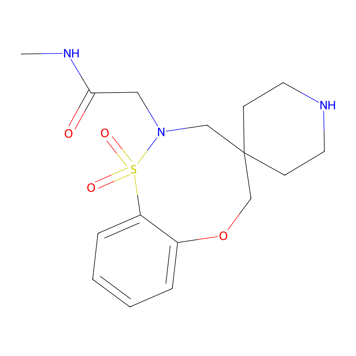 2-(1,1-dioxido-3,5-dihydro-2H-spiro[benzo[b][1,4,5]oxathiazocine-4,4'-piperidin]-2-yl)-N-methylacetamide molecular structure, CAS 1422134-02-8