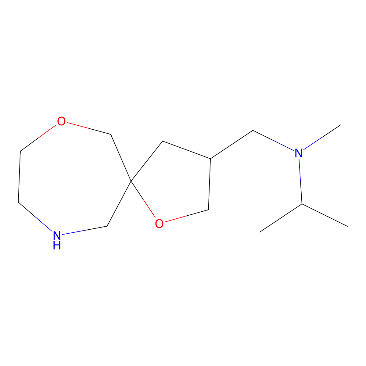 N-(1,7-dioxa-10-azaspiro[4.6]undecan-3-ylmethyl)-N-methylpropan-2-amine molecular structure, CAS 1422134-03-9