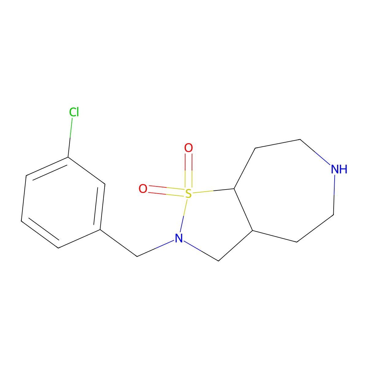 (3aR,8aR)-2-(3-chlorobenzyl)octahydro-2H-isothiazolo[4,5-d]azepine 1,1-dioxide molecular structure, CAS 1422134-11-9