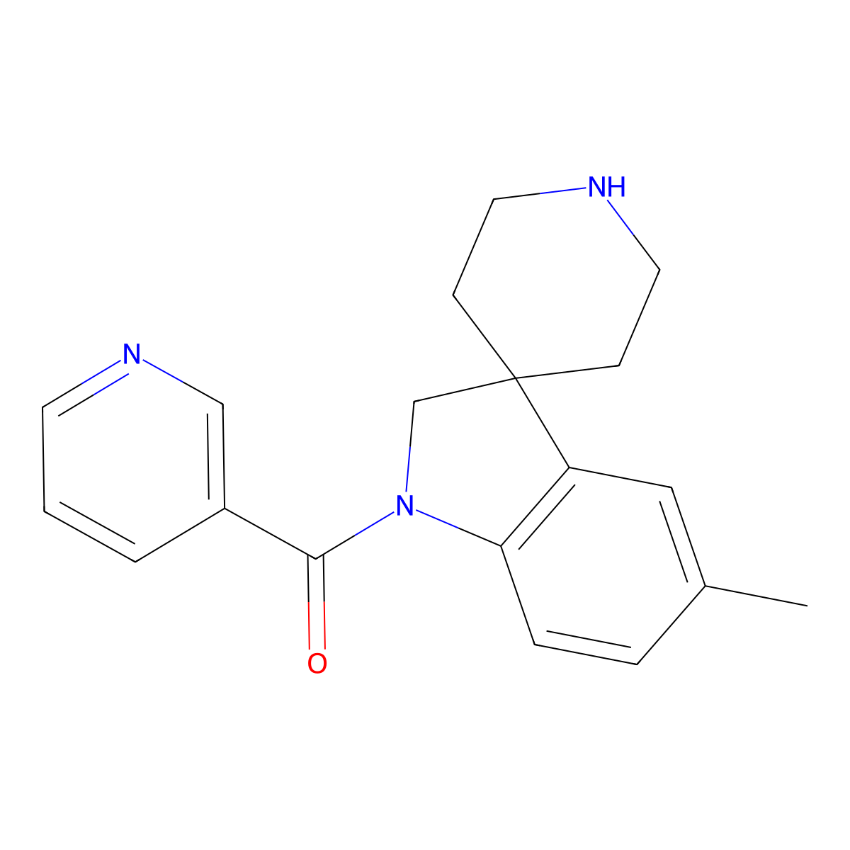 (5-Methylspiro[indoline-3,4'-piperidin]-1-yl)(pyridin-3-yl)methanone molecular structure, CAS 1422134-26-6