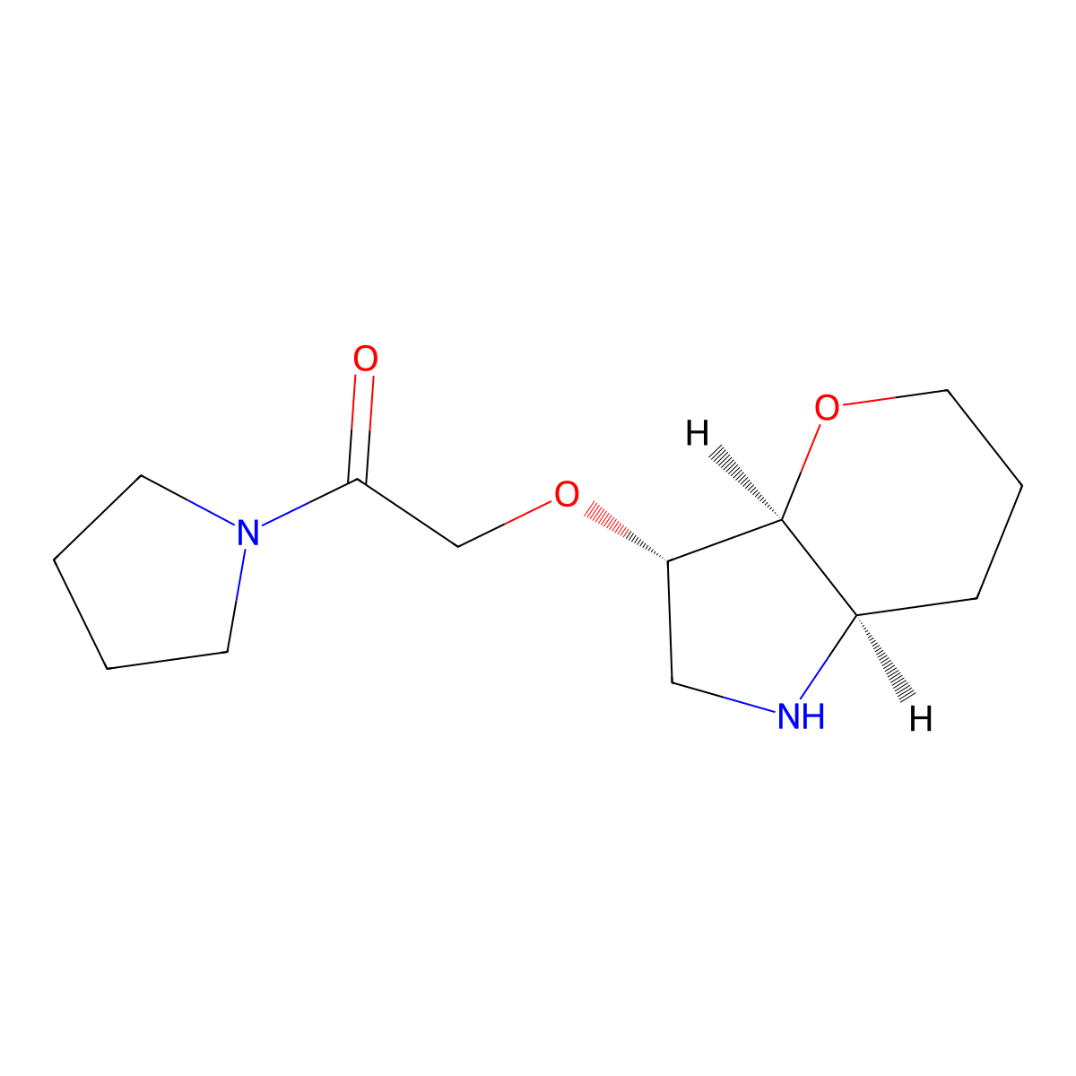 Rel-2-((3S,3As,7Ar)-Octahydropyrano[3,2-B]Pyrrol-3-Yloxy)-1-(Pyrrolidin-1-Yl)Ethanone molecular structure, CAS 1422134-28-8