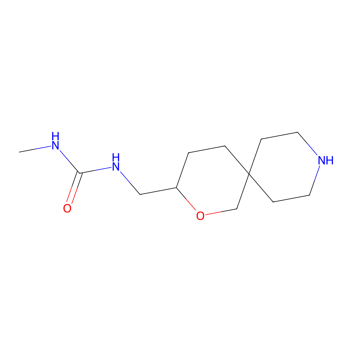 1-(2-Oxa-9-azaspiro[5.5]undecan-3-ylmethyl)-3-methylurea molecular structure, CAS 1422134-29-9