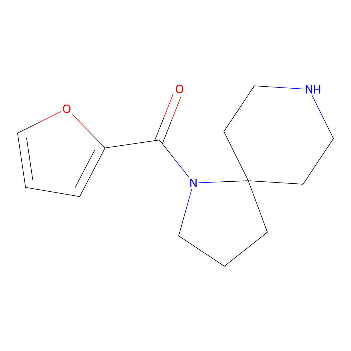Furan-2-yl(1,8-diazaspiro[4.5]decan-1-yl)methanone molecular structure, CAS 1422134-39-1