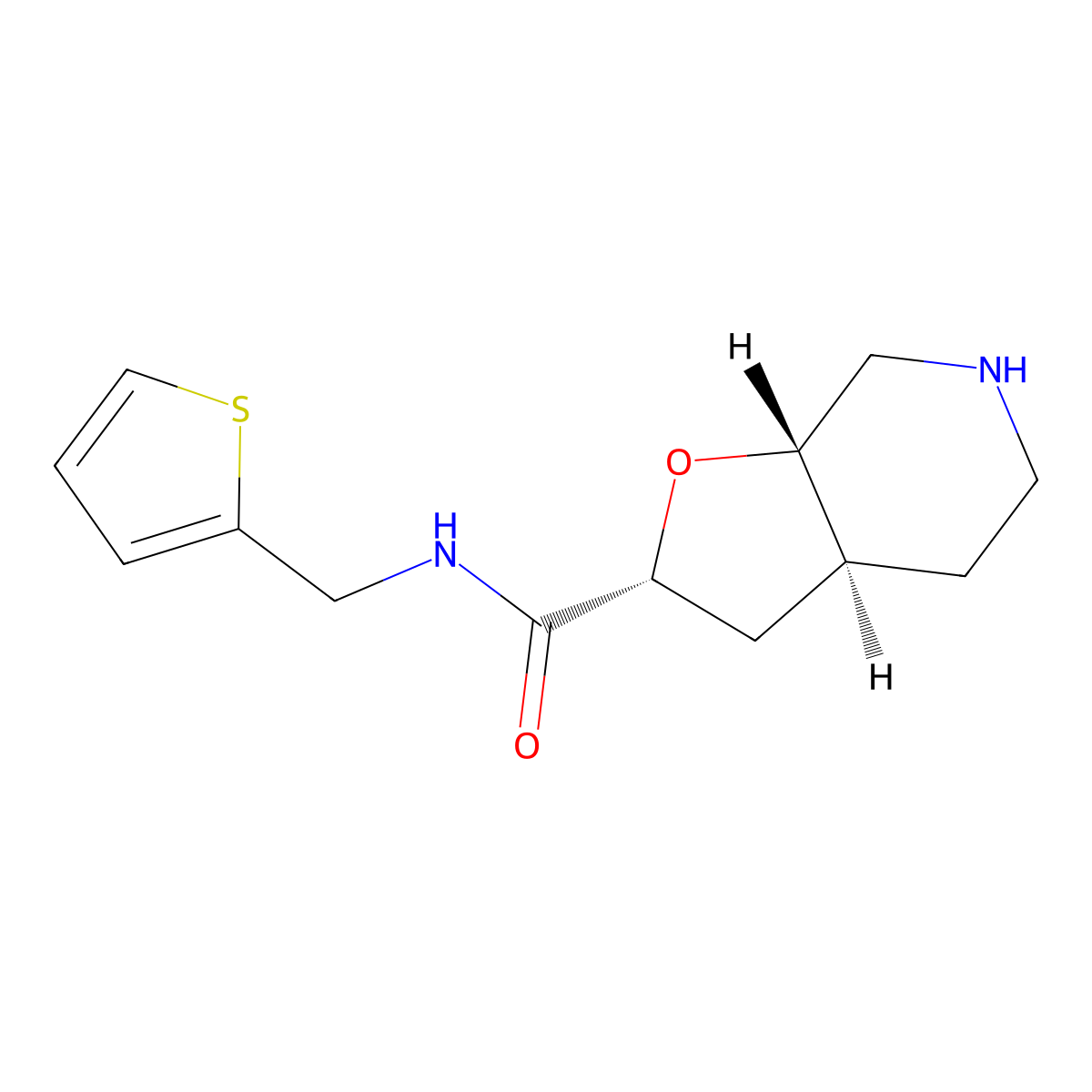 Rel-(2R,3As,7As)-N-(Thiophen-2-Ylmethyl)Octahydrofuro[2,3-C]Pyridine-2-Carboxamide molecular structure, CAS 1422134-40-4