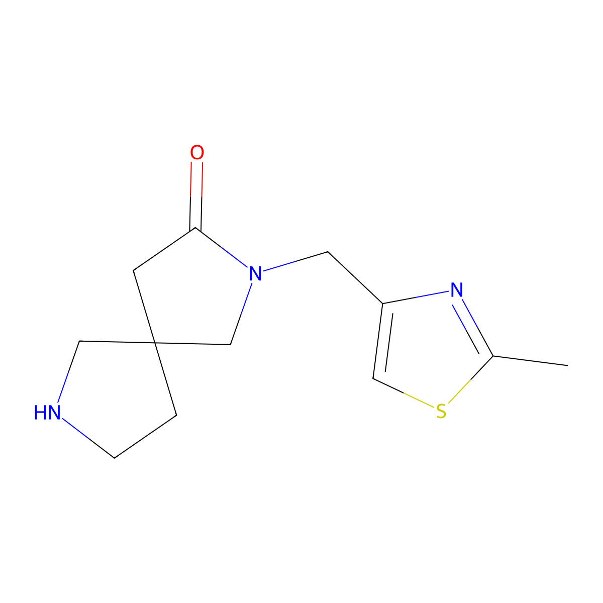 2-((2-Methylthiazol-4-yl)methyl)-2,7-diazaspiro[4.4]nonan-3-one molecular structure, CAS 1422134-56-2