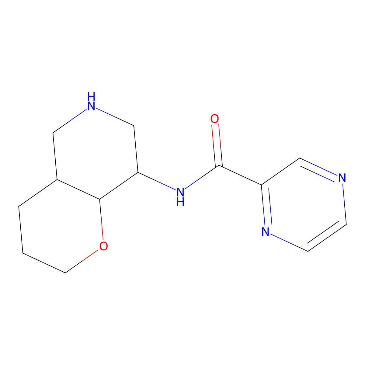 N-((4aS,8R,8aS)-octahydro-2H-pyrano[3,2-c]pyridin-8-yl)pyrazine-2-carboxamide molecular structure, CAS 1422134-69-7