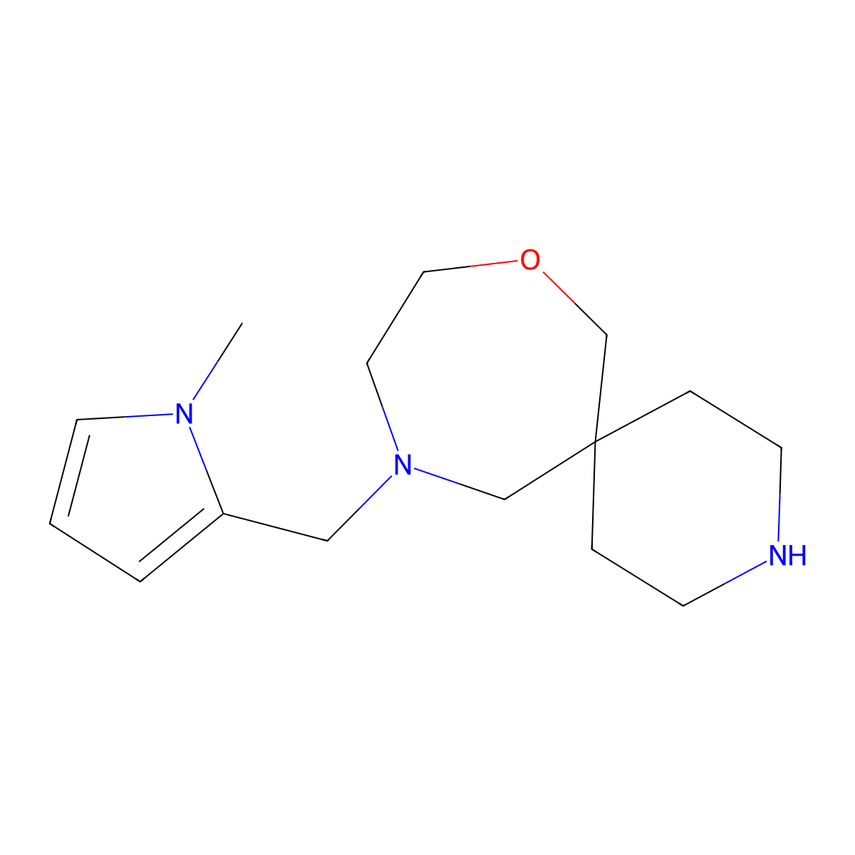11-((1-Methyl-1H-pyrrol-2-yl)methyl)-8-oxa-3,11-diazaspiro[5.6]dodecane molecular structure, CAS 1422134-78-8