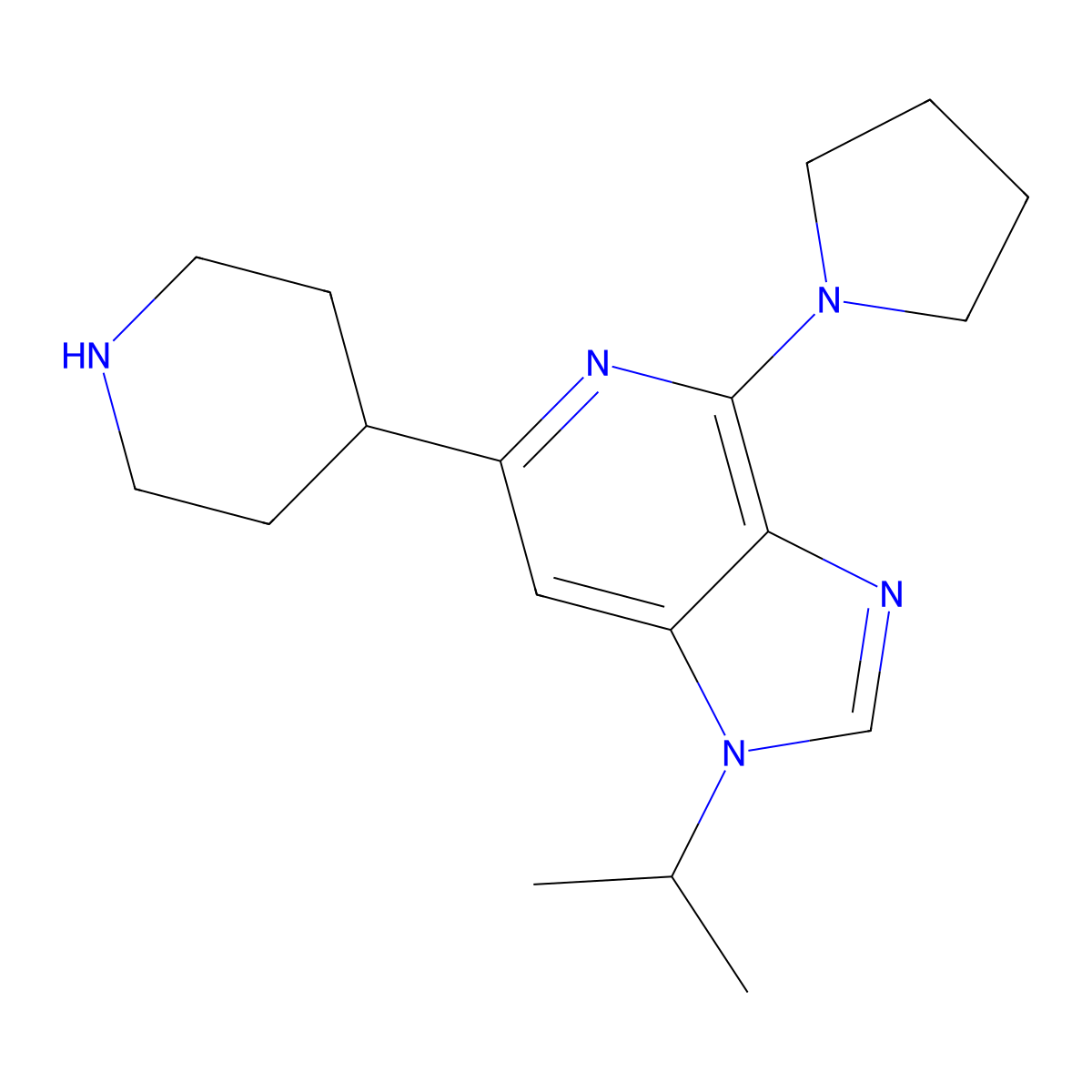 1-Isopropyl-6-(Piperidin-4-Yl)-4-(Pyrrolidin-1-Yl)-1H-Imidazo[4,5-C]Pyridine molecular structure, CAS 1422134-84-6