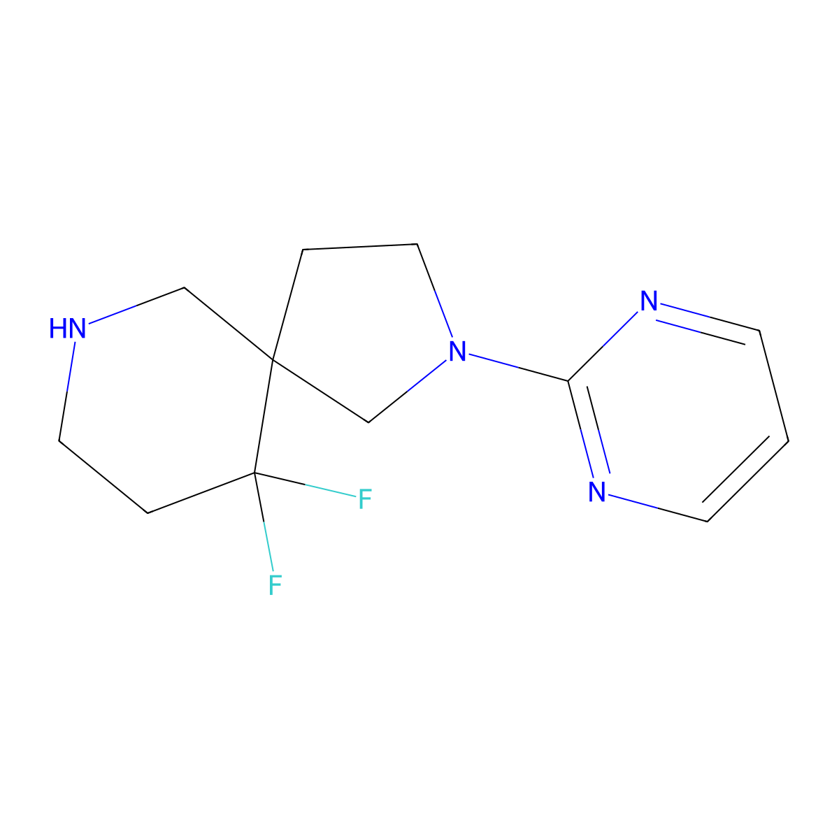 10,10-Difluoro-2-(pyrimidin-2-yl)-2,7-diazaspiro[4.5]decane molecular structure, CAS 1422134-91-5