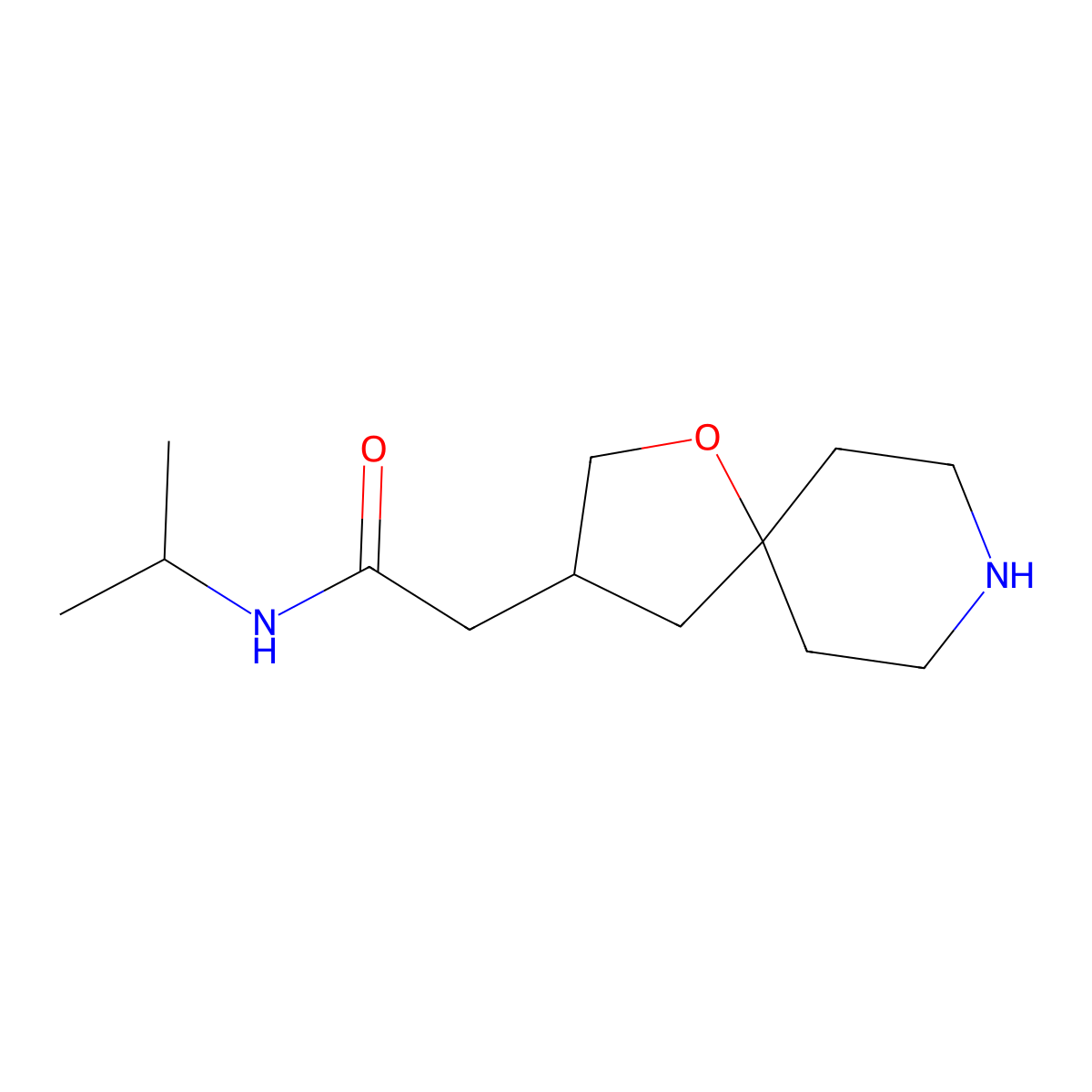 N-Isopropyl-2-(1-oxa-8-azaspiro[4.5]decan-3-yl)acetamide molecular structure, CAS 1422135-16-7